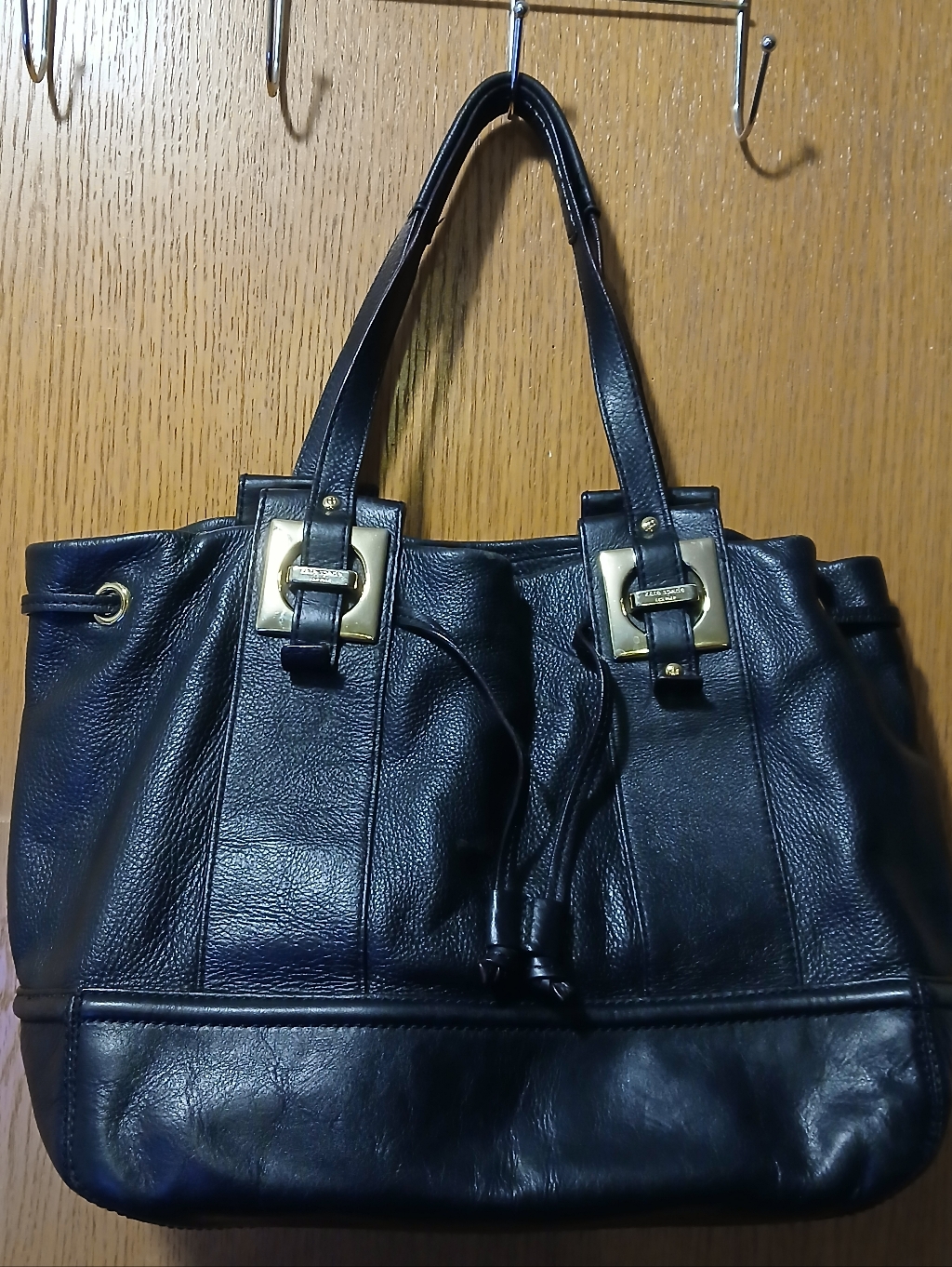 Kate Spade New York Black Pebbled Leather Drawstring Shoulder Bag